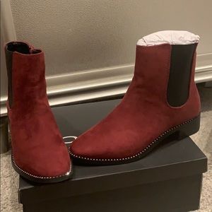 NWB rhinestone suede maroon boots